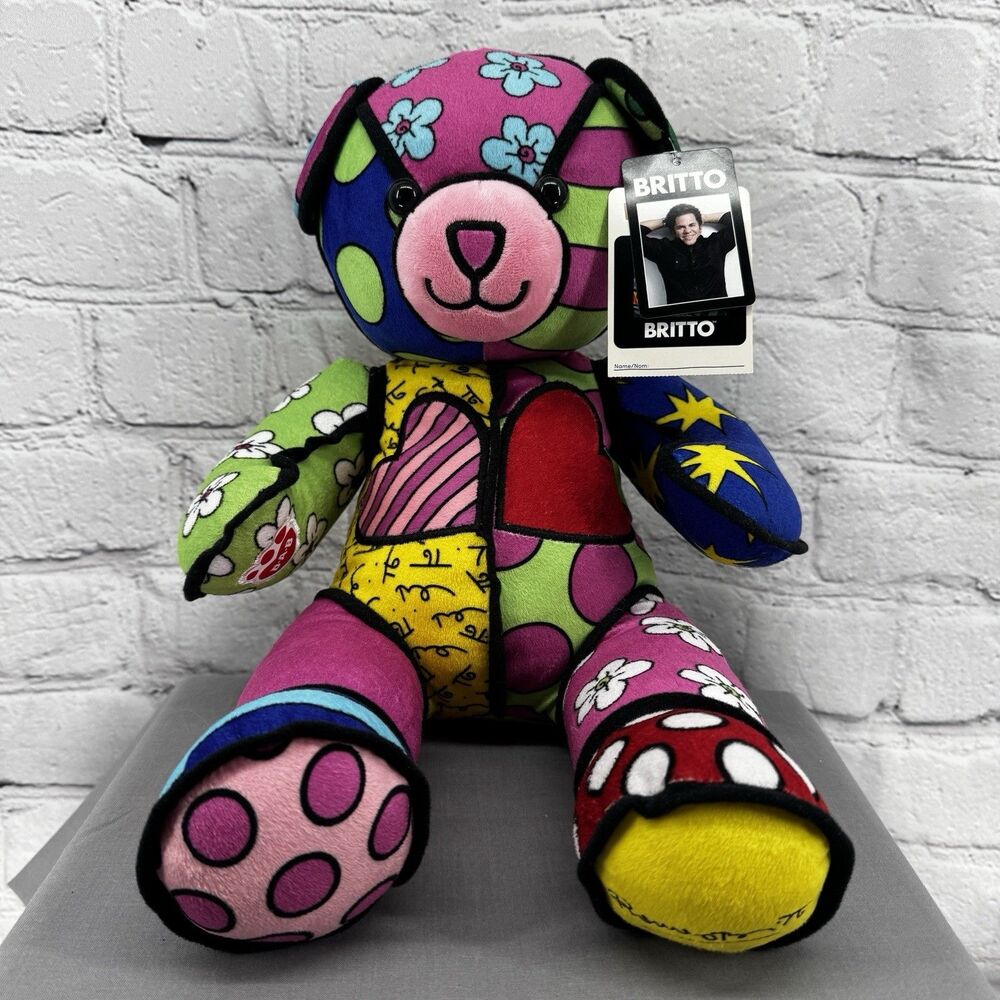 NWT Build A Bear Teddy Bear Designed by Romero Britto 2015 Plush Pop Art